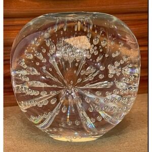 Bubble Clear Glass Paperweight Controlled Bubble Art Vintage 2.75 Inch